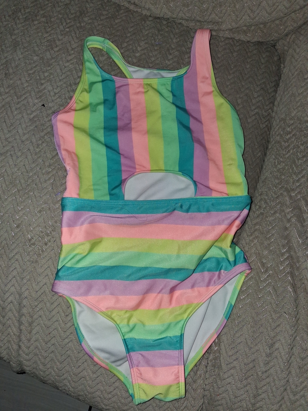 Cat & Jack Rainbow Stripe One-Piece Swimsuit - Picture 2 of 3
